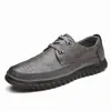 Nuevos Zapatos Casuales de Cuero con Cordones y Patrón de Cocodrilo para Hombre, Primavera y Otoño 2026, Hechos a Mano para Padres de Mediana Edad 802