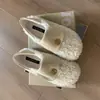 Primer Encuentro Temporada Camelia Francesa Zapatos Peludos Cómodos sin Cordones para Mujer Otoño/Invierno Mocasines con Forro de Terciopelo Suela Suave Zapatos para Conducir