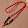 Cordão para Pingente de Jade com Fio Vermelho Tecido à Mão com Ágata, Cordão de Ouro para Pingente de Jade, Cordão de Colar com Fivela da Paz, Cordão de Pescoço
