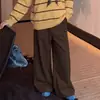 Conjunto de Suéter Rayado de Otoño para Niñas 2026 Nuevo Estilo Coreano Conjunto de Dos Piezas de Top de Punto y Pantalones de Pierna Ancha para Niña Grande