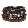Pulseira Árvore da Paz Estilo Europeu e Americano Transfronteiriça Conjunto de Várias Peças Pulseira de Contas de Madeira Vintage Simples Masculina Empilhável Personalizada