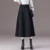 Saia de lã requintada, extremamente elegante e de alta qualidade para mulheres, novo modelo outono 2026, saia evasê tipo guarda-chuva com bainha larga e espessa