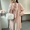 Nuevo suéter de punto de imitación de piel de visón de estilo largo para otoño e invierno, cárdigan de punto de color liso, bufanda de estilo coreano, prenda de abrigo desmontable