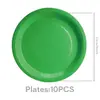 En Stock Color Sólido Verde Oscuro Suministros para Decoración de Fiesta de Cumpleaños Vajilla Sencilla Platos de Papel Vasos de Papel Mantel Cuchillo Tenedor Cuchara