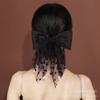 Horquilla de malla con lazo y perla para el pelo, estilo japonés y coreano, con diseño de celebridades de Internet, con resorte y clip de princesa