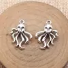 Colgante de Pulpo Doble Cara 24x18mm 2.1g Plata Antigua Accesorio de Aleación para Manualidades Artículo Popular Transfronterizo