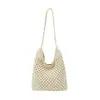 Bolsa de algodão trançada com corda, estilo coreano, casual, grande capacidade, nova bolsa da moda para férias, bolsa de ombro casual para praia e seaside