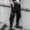Pantalones de paraguas funcionales de moda nacional nueva primavera para hombre, overol con cinta de estilo urbano, pantalones casuales oscuros hasta el tobillo con cordones en el tobillo