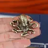 Pet de chá polvo maciço de latão feito à mão, boutique criativa, polvo de oito braços, fortuna, cobre puro, peças para conjunto de chá, cerimônia do chá