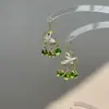 Brincos de Borboleta Verde Transparente com Franjas, Gotas d'Água, Acessórios de Strass, Design de Nicho, Brincos de Alta Qualidade para Mulheres