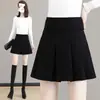 Sobrefalda otoño e invierno 2024 nueva falda negra falda plisada de lana principios de otoño falda de línea A ropa de mujer