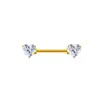 Anel de Mamilo Duplo Coração em Aço Inoxidável Haste 1.6X15Mm Joia de Piercing de Mamilo para Comércio Exterior Atacado