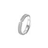 Anel de casal em prata de lei s925 com design de nicho White Dew, textura fosca simples, anel de diamante