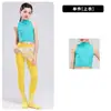 Conjunto de niña para danza jazz, top sin mangas verde de cuello alto, ropa de práctica, ropa de gimnasia, ropa de entrenamiento de yoga, ropa de baile para niñas