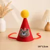 Gorro de Cumpleaños de Peluche de Dibujos Animados para Niños Decoración de Fiesta Adorable Gorro con Pompón en Forma de Animal Accesorios para Fotos de Primer Cumpleaños
