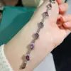 Pulsera Alexander cultivada en laboratorio incrustada con múltiples gemas plata de ley s925 incrustada con piedras que cambian de color