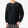 Suéter de punto para hombre L-8XL, cuello redondo, corte holgado, casual, versátil, moderno, manga larga, color liso, top básico, talla grande