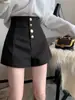 Shorts Bestseller de Influencer Talla Grande para Mujer Nuevo Otoño Petite Cintura Alta Adelgazantes Pierna Ancha Pantalones Casuales Negros Tendencia