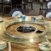 Estufa de Inducción con Plato Giratorio de Vidrio Templado, Olla Caliente con Batería, Anillo de Acero Giratorio Hueco, Cubierta de Mesa Redonda