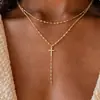 Amazon Transfronterizo Nuevo Collar de Cruz con Diseño Único Gargantilla en Forma de Y Moda Ins Joyería Personalizada Al por Mayor
