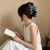 Pinza para el Cabello de Perlas Onduladas de Puntos y Nubes Estilo Coreano para Mujer, Elegante Pasador para Recogidos en la Parte Trasera de la Cabeza, Pinza de Tiburón Exquisita de Alta Gama