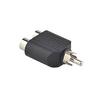 RCA Loto Uno Dos Niquelado Negro Uno Macho Dos Hembras Enchufe de Audio y Video AV 2RCA Hembra