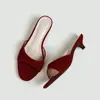 Venda Direta da Fábrica Sandálias Elegantes de Salto Baixo Estilo Francês para Mulheres Combinarem com Saias, Chinelos de Salto Fino, Chinelos Abertos para Uso Externo no Verão