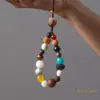 Cordão para Celular Bodhi Multi-Tesouro de Dezoito Segmentos com Chaveiro Curto Estilo Chinês e Pingente de Semente de Bodhi