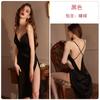 Marca Guiruo Sexy Decote Profundo Tentação Cetim Costas Nuas Sem Mangas Longo Alça Vestido de Noite Roupa de Casa Feminina Conjunto 2122