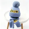 Conjunto de Gorro y Bufanda de Lana Tejida para Niños, Gorro Cálido de Protección para Orejas para Otoño e Invierno con Bordado de Letras para Niños y Niñas, Exclusivamente para Ventas Transfronterizas