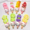Gato de fruta pequeno, espinheiro cristalizado, adesivos de brinquedo para acessórios de cabelo DIY feitos à mão, presilhas de cabelo, pequenos acessórios de resina, chaveiros
