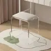 Banqueta de Vestir de Luxo Acessível Personalizada Cadeira de Vestir Transparente em Acrílico para Quarto Banqueta de Maquiagem Simples em Veludo de Cordeiro Branco Leite