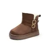 2026 Invierno Nuevos Zapatos de Algodón para Niñas con Hebilla Metálica Botas de Nieve Infantiles Forradas de Felpa Botas de Algodón Cálidas Antideslizantes Simples