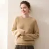 ¡Suave y pegajoso! Suéter de cachemira grueso de tres hilos para mujer, camiseta básica de cuello redondo, jersey holgado 2026 Otoño/Invierno con mangas raglán