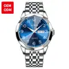 Fabricante de Relojes Olevs OEM Hecho a Medida Exportación Reloj de Cuarzo Doble Calendario Reloj para Hombre Pulsera para Hombre