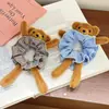 Scrunchie de pelúcia 3D super fofo de urso xadrez acessório de cabelo chique estiloso de alta qualidade feminino