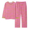 Algodón Puro Conjunto de Pijama a Rayas para Mujer de Otoño Nuevo, Ajuste Relajado Pantalones Largos Conjunto 100% Algodón