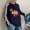 Camiseta de Manga Larga con Retazos de Algodón Puro para Niños 2026 para Primavera y Otoño, Moderna y Elegante Camiseta Casual con Tres Rayas para Niños Mayores