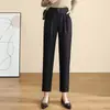 Pantalones cigarette cropped hechos a medida para primavera y otoño 2026, de tiro alto, con pinzas delanteras, corte holgado, adelgazantes, de pierna recta, adecuados para ir al trabajo