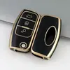 Adecuado para Cubierta de Llave Ford Ecosport, Ford Focus, Fiesta, Kuga, Edge y Otros Modelos con Hebilla de Concha Borde Dorado