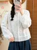 2026 Nueva Camisa de Algodón Bordada de Manga Larga Artística y Fresca para Mujer de Otoño, Diseño Elegante, Talla Grande Holgada, Transfronteriza