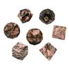 Conjunto de sete dados de pedra preciosa rodolita natural Cross-Border Amazon com números gravados em forma poliédrica para RPG (Z03)