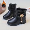 Botas para Niña Otoño e Invierno 2026 Nueva Moda Estilo Coreano Infantil Botas de Media Caña Forradas de Borrego para Niños Mayores Botas Cortas de Piel de Princesa