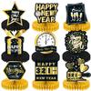 Cross-border 2025 Ano Novo Dia de Ano Novo Tema Decoração Preto Ouro Festa de Ano Novo Enfeites de Favo de Mel