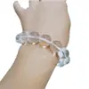 Pulsera de Cristal Blanco Imitación Pulsera de Perlas de Cristal Blanco Cadena de Cristal Transparente Tipo Hielo Libre de Impurezas Adorno Venta Directa Mayoreo