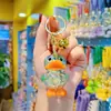 Chaveiro de pato amarelo transparente de acrílico de desenho animado, pingente de boneca fofa para celular de menina, acessórios de pingente para pulseira