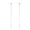 Soporte para pendientes de Plata de Ley 925 Alambre largo para oreja Soporte vacío Accesorios para pendientes DIY Redondo Inlay Simple Literario Perlas de imitación 6-10