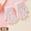 Guantes Infantiles de Perlas Estilo Coreano con Lazo, Engrosados y Cálidos para Otoño e Invierno, Guantes Versátiles de Cinco Dedos al por Mayor