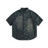 Ropa para Hombre Northern Limit Marca Americana de Moda 2025 Verano Nueva Camisa de Mezclilla de Manga Corta Lavada con Hojas para Hombre Camisa Desgastada para Hombre