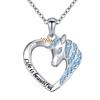 Joyería Elle Mosha Moda Personalidad Plata S925 Colgante de Zirconia Collar de Unicornio en Forma de Corazón Femenino Europeo y Americano Transfronterizo